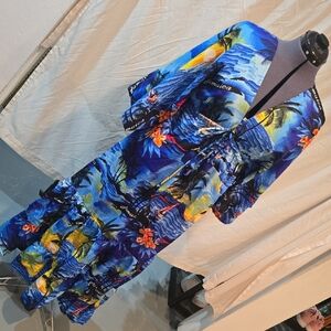Vibrant Blue Floral Dress From Jamaica